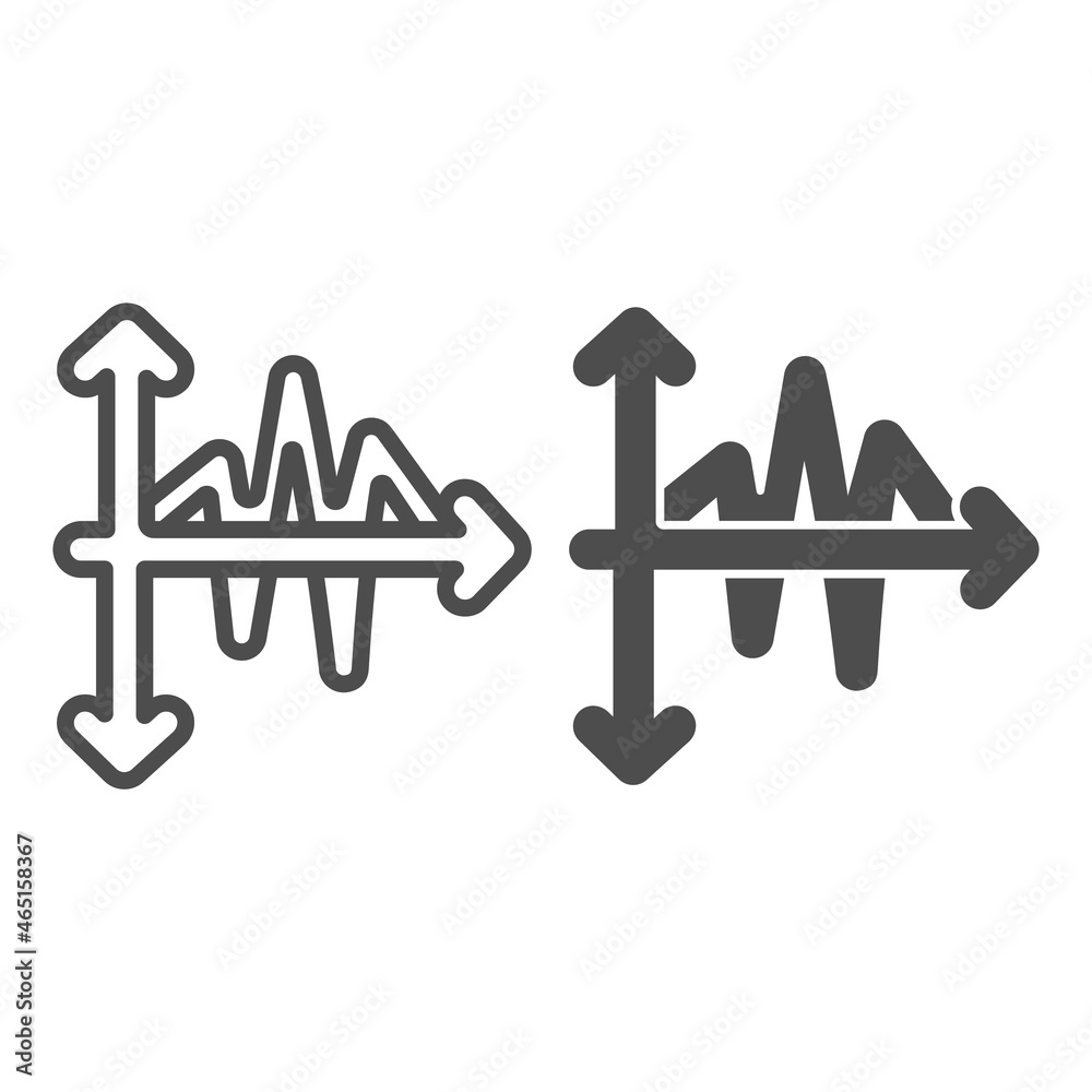 Poster graph with curve line line and solid icon, diagram concept, incline and decline chart vector sign on