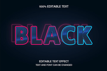 Black 3 dimension editable text effect modern neon style
