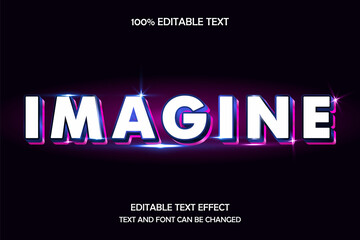 Imagine 3 dimension editable text effect modern glass neon style