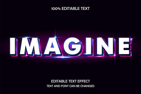 Imagine 3 dimension editable text effect modern glass neon style