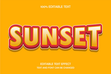 SUNSET 3 dimension editable text effect modern comic style