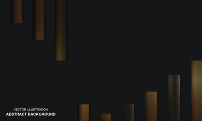 Modern background black dop and golden lines