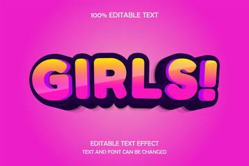 Girls 3 dimension editable text effect modern style