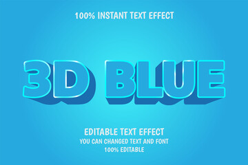 3d blue 3 dimension editable text effect modern text style