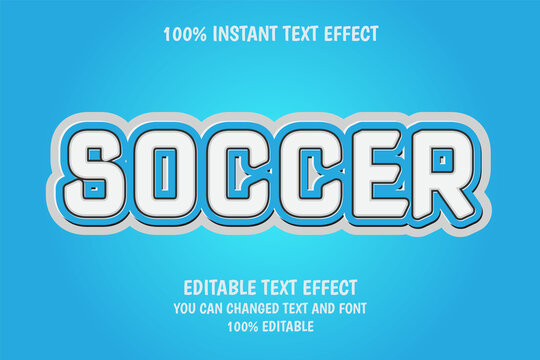 soccer 3 dimension editable text effect modern emboss style