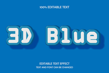 3d blue 3 dimension editable text effect modern shadow style