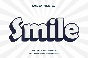 smile 3 dimension editable text effect modern color white and black style
