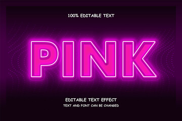 pink 3 dimension editable text effect modern shadow neon style