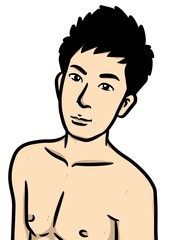 cute man cartoon on white background