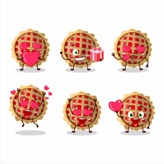 Apple pie cartoon character with love cute emoticon