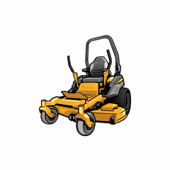 yellow lawn mower in white background isolated vector	 - obrazy, fototapety, plakaty