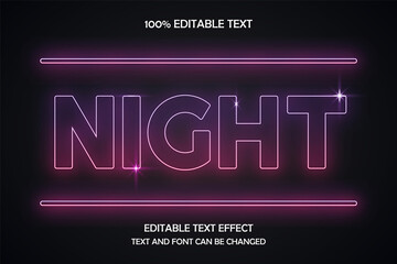 Night 3 dimension editable text effect modern neon shadow style