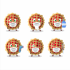 A picture of apple pie cartoon design style keep staying healthy during a pandemic