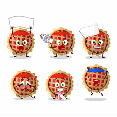 Mascot design style of apple pie character as an attractive supporter