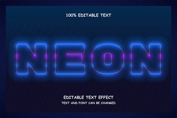 Neon 3 dimension editable text effect modern neon style
