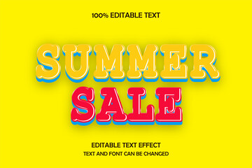Summer sale 3 dimension editable text effect modern comic style