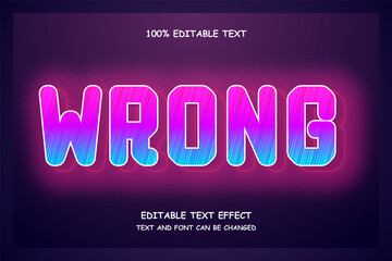 Wrong 3 dimension editable text neon style