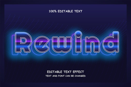 Rewind 3 Dimension Editable Text Effect Modern Futuristic Neon Pattern Style