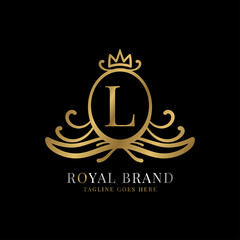 letter L royal crest vector logo design for vintage brand and beauty care initial