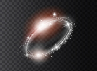 Abstract luxury golden ring. Vector light circles and spark light effect.