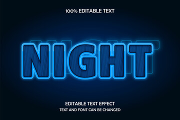Night 3 dimension editable text effect modern neon style