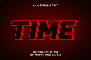 Time 3 dimension editable text effect modern neon style