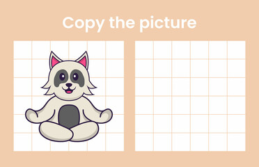 Copy the picture of a cute dog. Educational game for children. Cartoon vector illustration