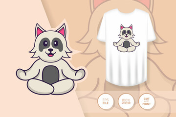 Cute dog cartoon character. Prints on T-shirts, sweatshirts, cases for mobile phones, souvenirs. Isolated vector illustration.