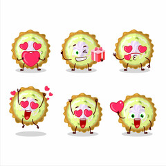 Key lime pie cartoon character with love cute emoticon