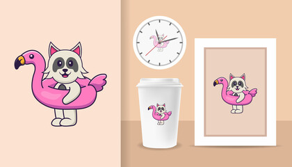 Cute dog cartoon character. Prints on T-shirts, sweatshirts, cases for mobile phones, souvenirs. Isolated vector illustration.