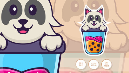 Hand drawn illustration of Cute dog. Cartoon character concept - Stickers