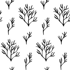 Provence seamless pattern. Floral ornament on a white background. Delicate calm design for textiles, wallpapers, backgrounds, fabrics.