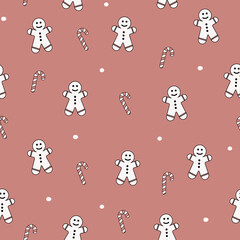 Christmas wrapping paper with Xmas cookies. Seamless pattern. Vector