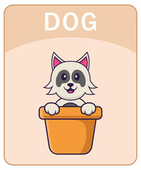 Alphabet flashcard with Cute dog cartoon character.