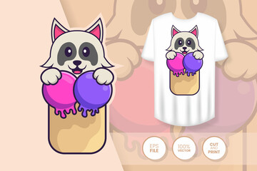 Cute dog cartoon character. Prints on T-shirts, sweatshirts, cases for mobile phones, souvenirs. Isolated vector illustration.