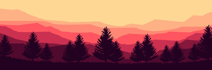 landscape mountain scenery vector illustration for pattern background, wallpaper, background template, and backdrop design	