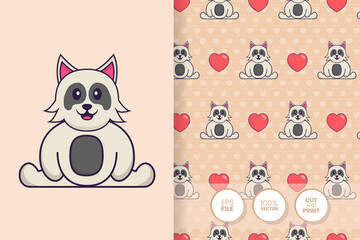 Cute dog cartoon character. seamless pattern background
