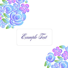 Postcard beautiful spring flowers gradient text white background