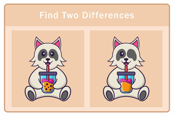 Cute dog cartoon character. Find differences. Educational game for children. Cartoon vector illustration