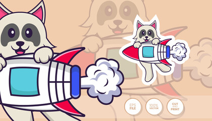 Hand drawn illustration of Cute dog. Cartoon character concept - Stickers