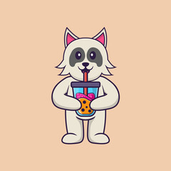 Cute dog cartoon character vector illustration.