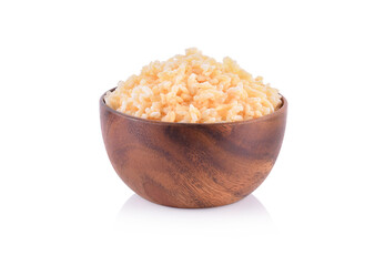 Puffed rice in a bowl over white background