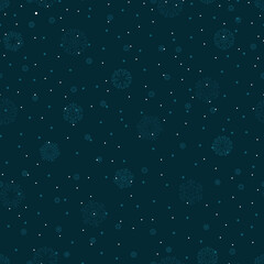 blue repetitive background with dots and snowflakes. vector seamless pattern. winter holiday. christmas design template for greeting card, banner, flyer, cover, invitation. modern stylish texture