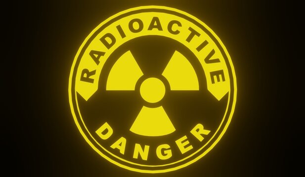 radiation warning sign on black