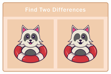 Cute dog cartoon character. Find differences. Educational game for children. Cartoon vector illustration