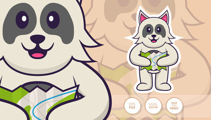 Hand drawn illustration of Cute dog. Cartoon character concept - Stickers