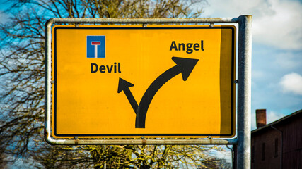 Street Sign to Angel versus Devil