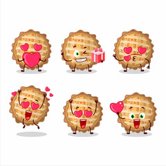 Peach pie cartoon character with love cute emoticon