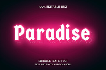 Paradise 3 dimension editable text effect neon shadow light style