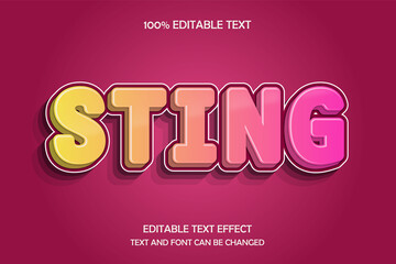 Sting 3 dimension editable text effect shadow emboss style